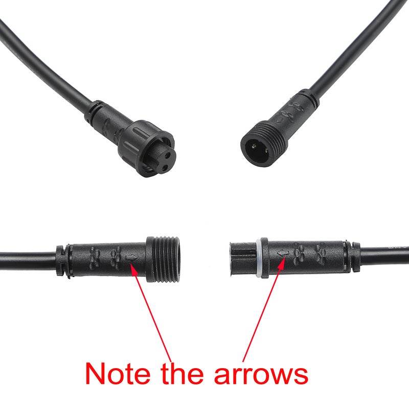 FVTLED Pack of 5, 2m 6.56ft 2Pin Extension Cable Wire with Male and Female Connectors at Both Ends Only for FVTLED Single Color LED Deck Light - Image 3